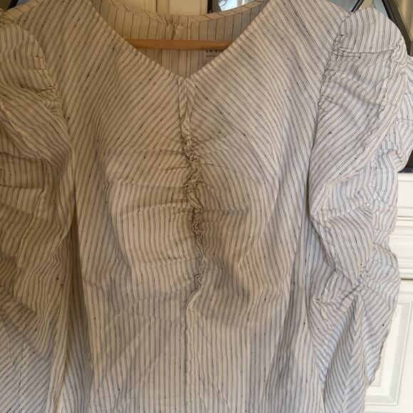 La Vie Rebecca Taylor Ruching Detail Long Sleeve Blouse w/ Puff Sleeve & Rufflin - Picture 8 of 16